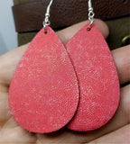 Worn Red Tear Drop Shaped FAUX Leather Earrings