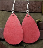 Worn Red Tear Drop Shaped FAUX Leather Earrings