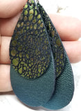 Layered Color Shifting Teardrop Leather Earrings