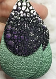 Layered Color Shifting Teardrop Leather Earrings