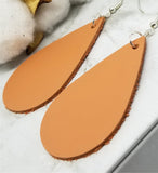 Brown Teardrop Shaped Vegetable Tanned Leather Earrings