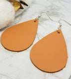 Brown Teardrop Shaped Vegetable Tanned Leather Earrings