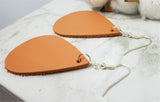 Brown Teardrop Shaped Vegetable Tanned Leather Earrings