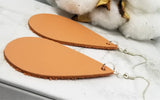 Brown Teardrop Shaped Vegetable Tanned Leather Earrings