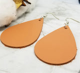 Brown Teardrop Shaped Vegetable Tanned Leather Earrings