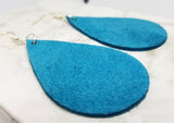 Teal Suede Leather Teardrop Shaped Earrings