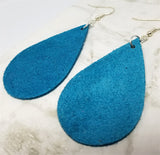 Teal Suede Leather Teardrop Shaped Earrings