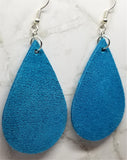 Teal Suede Leather Teardrop Shaped Earrings