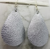 Metallic Silver Teardrop Shaped Real Leather Earrings