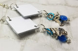 White Diamond Shaped Leather Earrings with Sailboat Charms and Glass Beads
