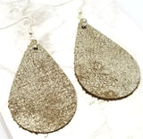 Metallic Bronze Teardrop Shaped Real Leather Earrings