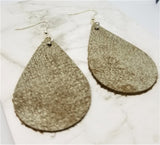 Metallic Bronze Teardrop Shaped Real Leather Earrings