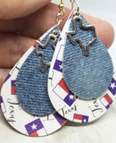 Texas Faux Leather Earrings with a Denim Finish Real Leather Overlay and Texas Charm