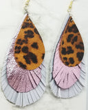 Layered Real Leather Fringed Earrings