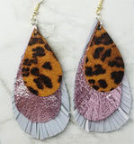 Layered Real Leather Fringed Earrings