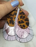 Layered Real Leather Fringed Earrings