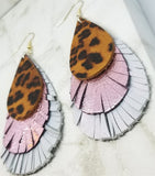 Layered Real Leather Fringed Earrings