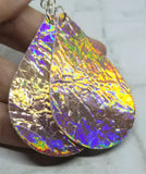Gold Holographic Real Leather Teardrop Shaped Earrings