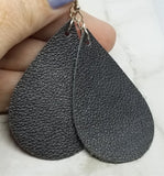 Black Real Leather Teardrop Earrings