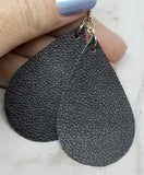 Black Real Leather Teardrop Earrings