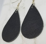 Black Real Leather Teardrop Earrings