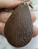 Brown Teardrop Shaped Real Leather Earrings