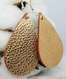 Metallic Copper Finished Tear Drop Shaped Real Leather Earrings