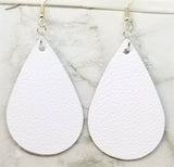Pure White Teardrop Shaped Real Leather Earrings