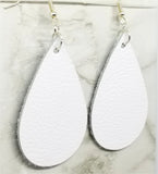 Pure White Teardrop Shaped Real Leather Earrings