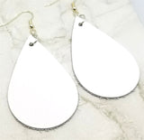 Pure White Teardrop Shaped Real Leather Earrings