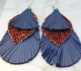 Layered Real and Faux Leather Fringed Earrings