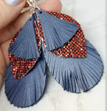 Layered Real and Faux Leather Fringed Earrings