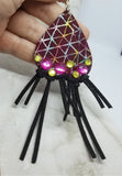 Real Suede Leather Fringed Earrings with Rhinestones