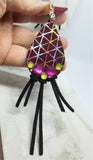 Real Suede Leather Fringed Earrings with Rhinestones