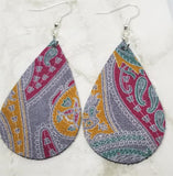 Paisley Teardrop Shaped Real Leather Earrings