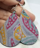 Paisley Teardrop Shaped Real Leather Earrings
