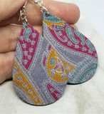 Paisley Teardrop Shaped Real Leather Earrings