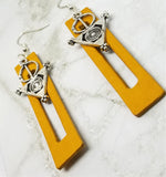 Light Brown Bar with Cut Out Vegetable Tanned Leather Earrings with Tribal Inspired Charms
