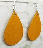Pumpkin Pie Colored Teardrop Shaped Vegetable Tanned Leather Earrings