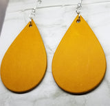 Pumpkin Pie Colored Teardrop Shaped Vegetable Tanned Leather Earrings
