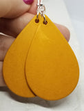 Pumpkin Pie Colored Teardrop Shaped Vegetable Tanned Leather Earrings