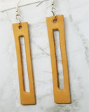 Pumpkin Pie Colored Bar with Cut Out Vegetable Tanned Leather Earrings