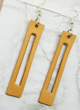 Pumpkin Pie Colored Bar with Cut Out Vegetable Tanned Leather Earrings