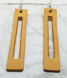Pumpkin Pie Colored Bar with Cut Out Vegetable Tanned Leather Earrings