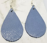Blue Glistening Wet Look Teardrop Shaped Leather Earrings