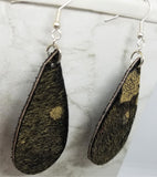 Black and Gold Hair on Hide Leather Tear Drop Earrings