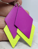 Neon Layered Diamond REAL Leather Earrings