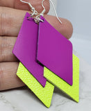 Neon Layered Diamond REAL Leather Earrings