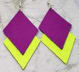 Neon Layered Diamond REAL Leather Earrings
