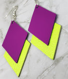 Neon Layered Diamond REAL Leather Earrings